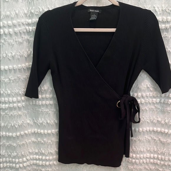 Black Wrap Top - Picture 1 of 6